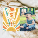 Search for one in the sun birthday invitations Retro sunshine birthday