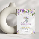 Search for purple elephant baby shower invitations Watercolor floral