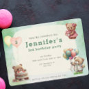 Search for teddy bear birthday invitations Green