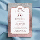 Search for crown sweet 16 invitations Rose gold