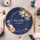 Search for navy blue and orange plates Floral