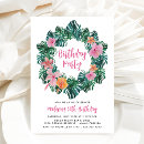 Search for tropical leaves birthday invitations Hawaiian