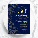 Search for navy blue floral invitations Gold