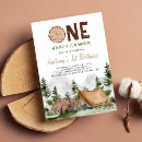 Search for one happy camper 1st birthday invitations Forest