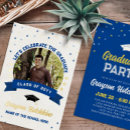 Search for blue and gold graduation invitations Typography