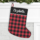 Search for red and black plaid christmas stockings Script