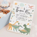 Search for prehistoric birthday invitations Dinosaur three rex