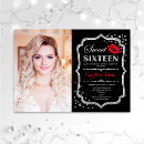 Search for red and silver sweet 16 invitations 16th birthday