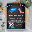 Search for wheels or heels gender reveal invitations Cute