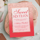 Search for red gold sweet 16 invitations Elegant