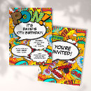 Search for comic book birthday invitations Modern
