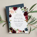 Search for marsala and navy wedding invitations Painted watercolor leaves