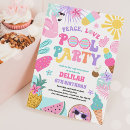 Search for peace love birthday invitations Pool party