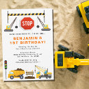 Search for construction 1st birthday invitations Watercolor