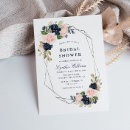 Search for navy and silver bridal shower invitations Watercolor floral