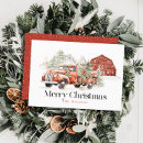 Search for red barn christmas cards Watercolor