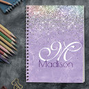 Search for purple sparkly glitter notebooks Calligraphy typography script initial
