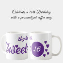 Search for birthday name mugs Sweet 16