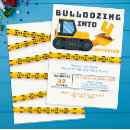 Search for vehicles birthday invitations Excavator bulldozer backhoe