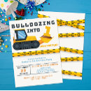 Search for construction 1st birthday invitations Bulldozer