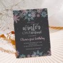 Search for snow birthday invitations Blue