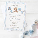 Search for blue teddy bears baby shower invitations Beary cute baby
