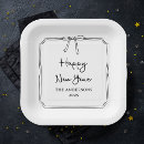 Search for happy new year paper plates Black and white