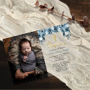 Search for blue flower christening invitations Baby boy