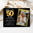 Search for gold black balloons invitations Fifty