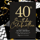 Search for gold glitter 40th birthday invitations Simple