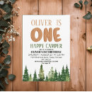 Search for one happy camper 1st birthday invitations Mountain