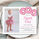 Search for doughnut 1st birthday invitations Pink