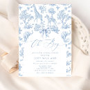 Search for blue giraffe baby shower invitations Toile de jouy