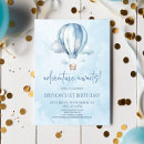 Search for blue hot air balloon birthday invitations Boy