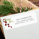 Search for pine and berries return address labels Red holly berries