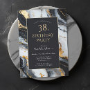 Search for marble birthday invitations Black and gold