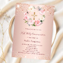 Search for gold glitter first communion invitations Blush pink
