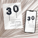Search for black and white 30th birthday invitations Typography