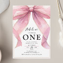 Search for pink 1st birthday invitations Coquette bow