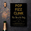 Search for black gold new years eve invitations Simple