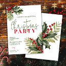 Search for holly berries christmas invitations Red green