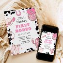 Search for cow 1st birthday invitations Wild west