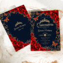 Search for red and gold quinceanera invitations Floral