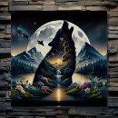 Search for wolf howling at moon posters Mountains
