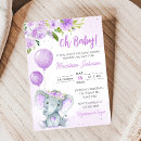 Search for purple elephant baby shower invitations Cute
