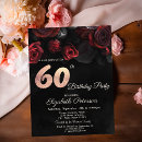 Search for red rose 60th birthday invitations Black