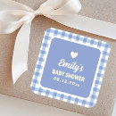 Search for blue gingham baby shower stickers Simple