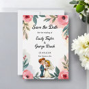 Search for cartoon couple wedding save the dates Watercolor