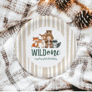 Search for woodland animals plates First birthday