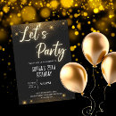 Search for gold black balloons invitations Celebration